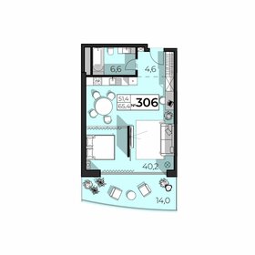 Квартира 65,4 м², студия - изображение 1