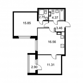 Квартира 55,8 м², 2-комнатная - изображение 1