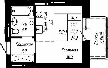 Квартира 22 м², 1-комнатная - изображение 1