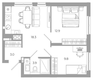 Квартира 47,9 м², 2-комнатная - изображение 1