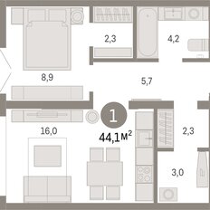 Квартира 44,1 м², 1-комнатная - изображение 3