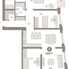 Квартира 118,5 м², 3-комнатная - изображение 3