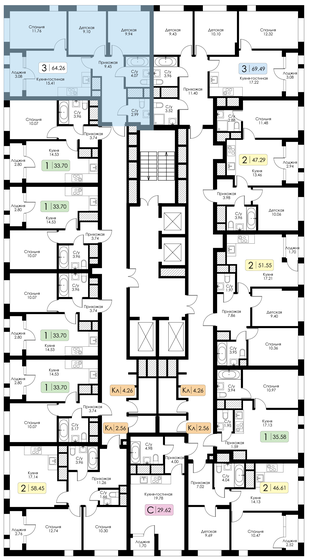 69,5 м², 3-комнатная квартира 9 318 609 ₽ - изображение 21