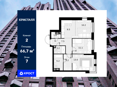 Квартира 66,7 м², 2-комнатная - изображение 1
