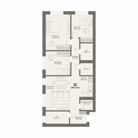 Квартира 100,1 м², 3-комнатная - изображение 1