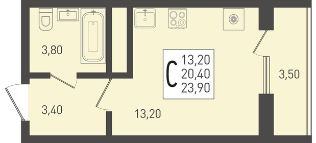 Квартира 23,9 м², студия - изображение 1