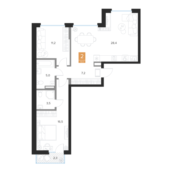 73,8 м², 2-комнатная квартира 10 500 000 ₽ - изображение 53
