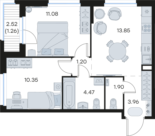 46,8 м², 2-комнатная квартира 9 505 881 ₽ - изображение 30
