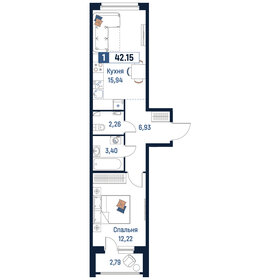 Квартира 42,2 м², 1-комнатная - изображение 1