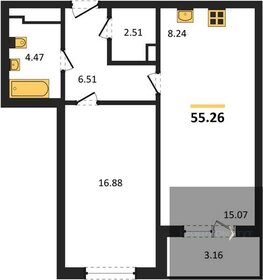 Квартира 55,3 м², 1-комнатная - изображение 1