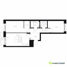 Квартира 68,3 м², 2-комнатная - изображение 1