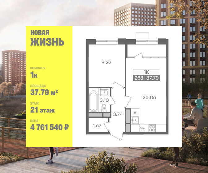 40,3 м², 1-комнатная квартира 4 950 000 ₽ - изображение 99