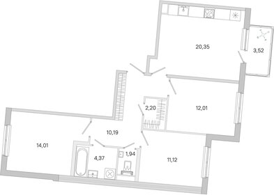 Квартира 77,3 м², 3-комнатная - изображение 1