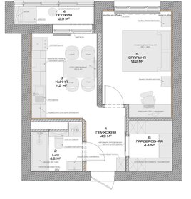 Квартира 41,2 м², 1-комнатная - изображение 1