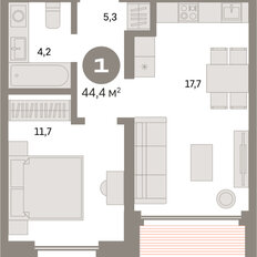 Квартира 44,4 м², 1-комнатная - изображение 3