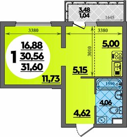 Квартира 31,6 м², студия - изображение 1