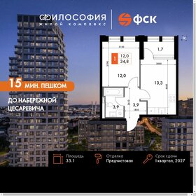 Квартира 35,1 м², 1-комнатная - изображение 1