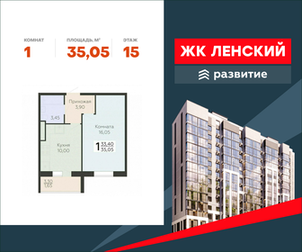 Квартира 35,1 м², 1-комнатная - изображение 1