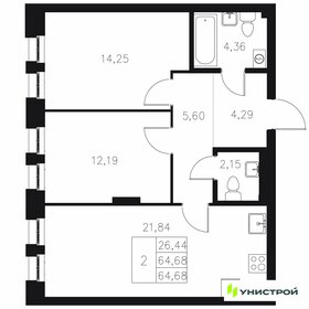 Квартира 64,7 м², 2-комнатная - изображение 1