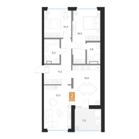 Квартира 81,5 м², 2-комнатная - изображение 1