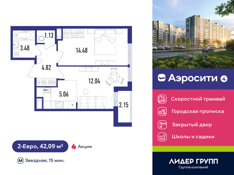 39,9 м², 2-комнатная квартира 6 650 010 ₽ - изображение 9