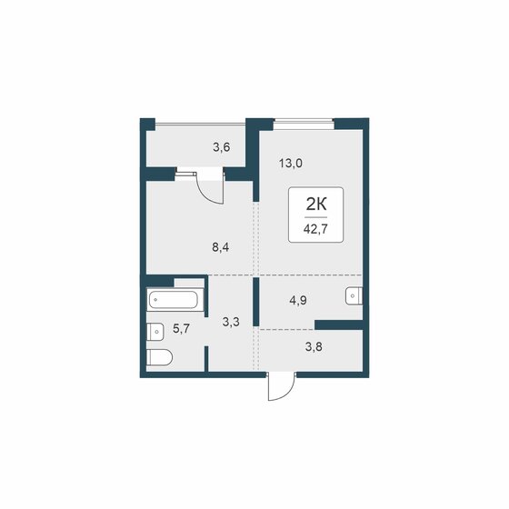 42,9 м², 2-комнатная квартира 3 450 000 ₽ - изображение 63