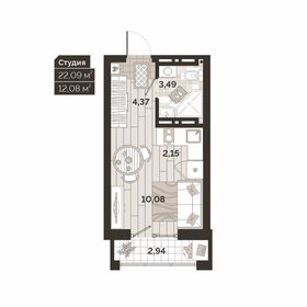 Квартира 22,1 м², 1-комнатная - изображение 1