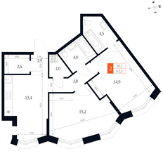 Квартира 62,3 м², 2-комнатная - изображение 2