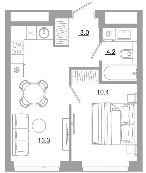 32,9 м², 1-комнатная квартира 5 940 000 ₽ - изображение 35