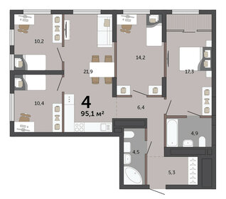 Квартира 95,1 м², 4-комнатная - изображение 2