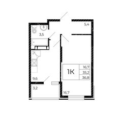 Квартира 36,3 м², 1-комнатная - изображение 2