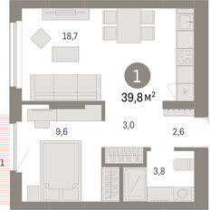 Квартира 39,8 м², 1-комнатная - изображение 3