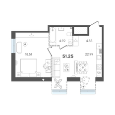 Квартира 51,3 м², 1-комнатная - изображение 2