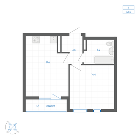 Квартира 42,5 м², 1-комнатная - изображение 1