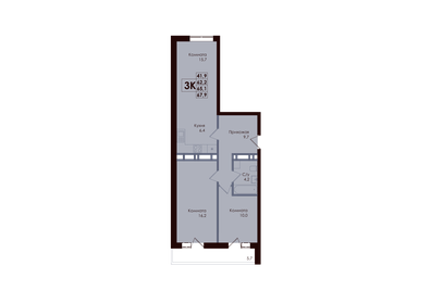 Квартира 65,1 м², 3-комнатная - изображение 1