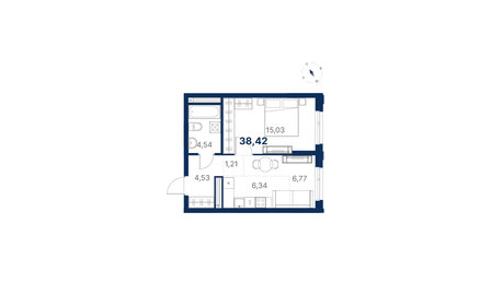 Квартира 38,4 м², 1-комнатная - изображение 1