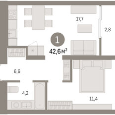 Квартира 42,6 м², 2-комнатная - изображение 2