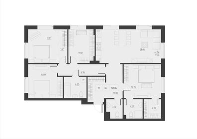 Квартира 124,9 м², 3-комнатная - изображение 1