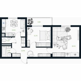 Квартира 60 м², 2-комнатная - изображение 1