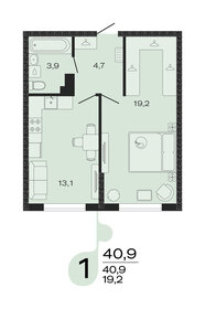 Квартира 40,9 м², 1-комнатная - изображение 1