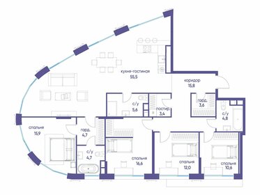Квартира 153,5 м², 5-комнатная - изображение 1