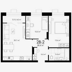 Квартира 58,4 м², 2-комнатная - изображение 3