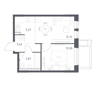 Квартира 34,6 м², 1-комнатная - изображение 1