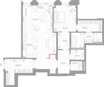 Квартира 118,8 м², 1-комнатная - изображение 1