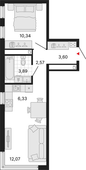 36,8 м², 1-комнатная квартира 6 550 000 ₽ - изображение 31
