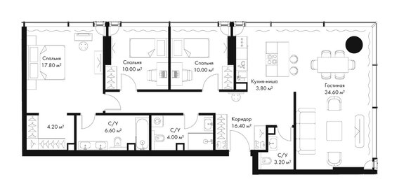 Квартира 112,2 м², 3-комнатная - изображение 2