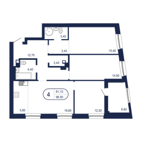Квартира 96,5 м², 4-комнатная - изображение 1