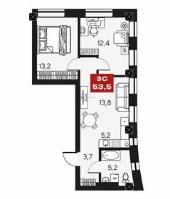 Квартира 53,5 м², 3-комнатные - изображение 3