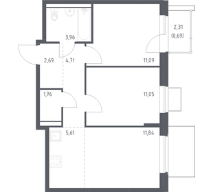 Квартира 53,4 м², 2-комнатная - изображение 1
