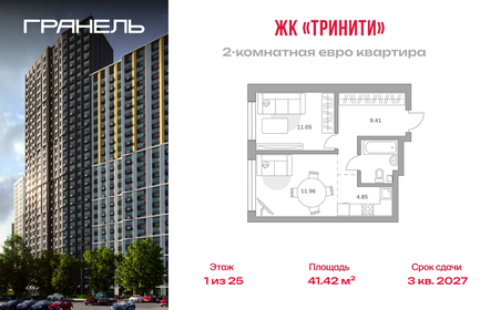 Квартира 41,4 м², 2-комнатная - изображение 1